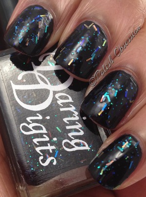 Black base with iridescent bar glitter and microglitter 