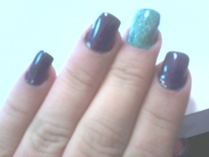 deep purple with sea foam green glitter 