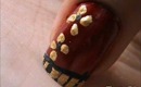 Side Golden Flowers-  how to nails designs to do at home easy nail art for beginners short tutorial