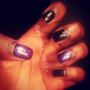 Black with Blue & Purple glitter accent nails
For more follow @Mervia_nails on instagram