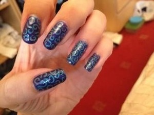 Shellac purple purple and hotski with drawn in pattern 