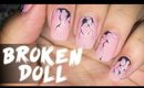 Broken Doll Halloween nail art