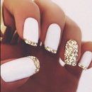 Golden white nails