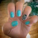 Teal and Black Nails