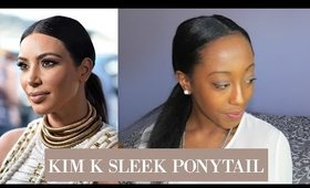 Kim Kardashian Sleek Middle Part Ponytail Tutorial