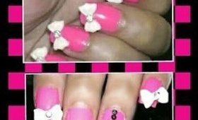 Cute bow nail art tutoria in collaboration with newfrog.com...