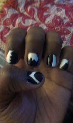 black and white mosaic nails