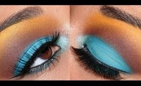 Turquoise, Brown, and Yellow Cut Crease tutorial!