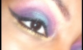 Bold Spring purple/greenish blue with a hint of pink/gold makeup tutorial