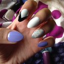White & lavender stiletto nails 
