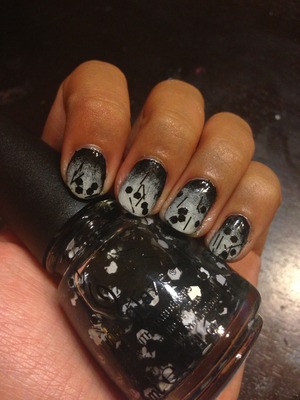 Black and white gradient with China Glaze- Whirled Away