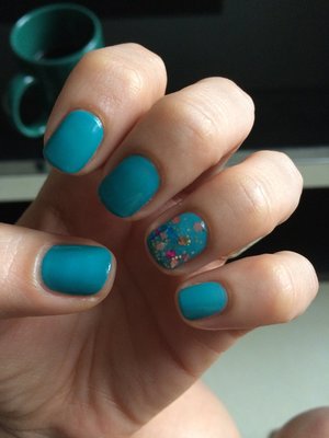 Perfect teal by OPI with sparkley accent nail! 