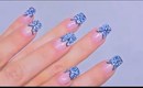 Request: Nail Art Design Tutorial -- stone optic with blue glitter