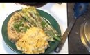 Swordfish Steak, Mac N Cheese, and Asparagus