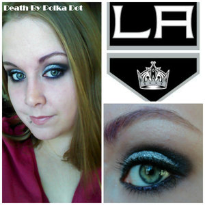 Silver glitter, slightly smokey eye inspired by the L.A. Kings hockey team.  

http://deathbypolkadot.com/l-a-kings-makeup/