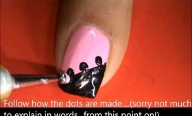 Pink and Black merging Dots - Easy Nail Polish Designs