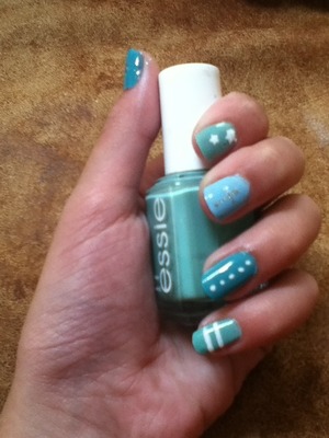 Blue Turquoise and mint nail polish