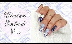 Blue Winter Ombré Nails | Stamping ♡
