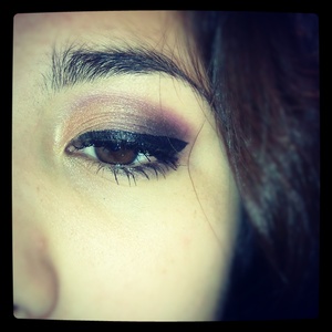 Gold and some smokey purple. A nice night look. :)