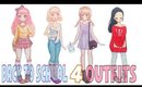 ✏️HOW TO DRAW - BACK TO SCHOOL 4 OUTFITS 📚 💕