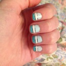 Blue nails with nail tape 