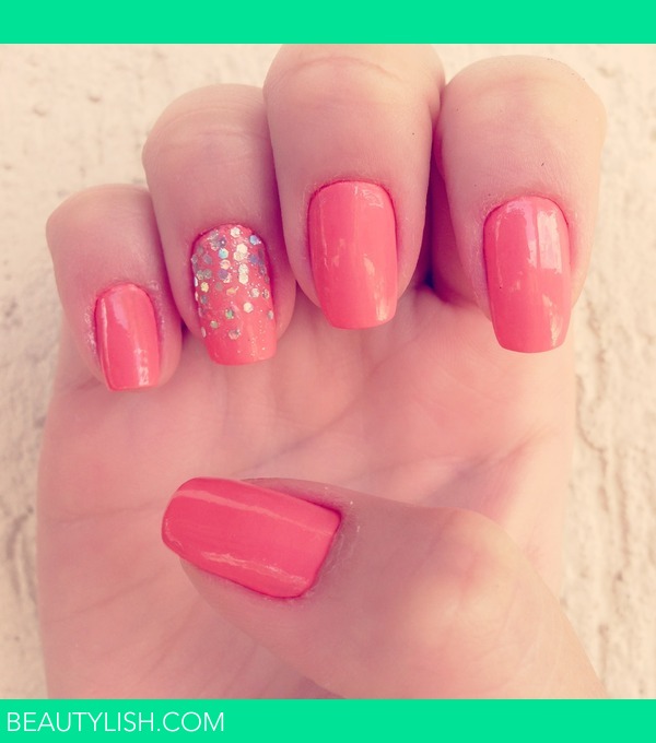 orange sparkly nails! | Bruna V.'s Photo | Beautylish