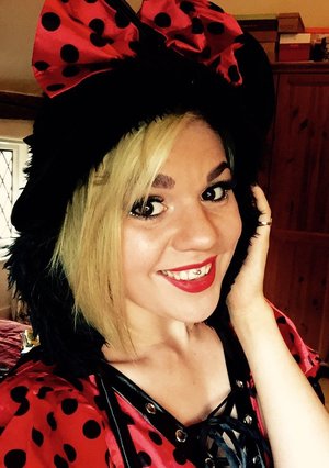 A look I pulled together for dressing as Minnie Mouse.