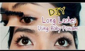 D.I.Y ปัดมาสคาร่าให้ขนตายาว หนา ติดทน [Long Lashes Using Powder] ♥ | Licktga