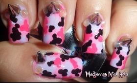 Pink Camouflage ♥ Spikes Fashion Nail Art / Diseño de uñas camuflaje