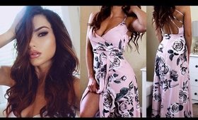 GET READY WITH ME | SPRING DRESS OUTFIT + GO TO MAKEUP & HAIR!