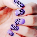 Purple gradient leopard print nails