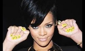 ♥ Rihanna Smiley Face Nail Tutorial - Inspired ♥ ( • ◡ • )