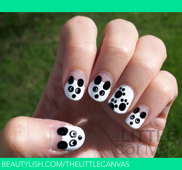 Joey on Instagram: “The final prompt for the #nailartchallengefeb is “Panda”.  I don't own a stamping plate with a panda… | Manicure, Nail art,  Valentine's day nails
