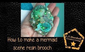 Making a resin mermaid scene brooch.