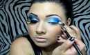 silver blue and black make up look