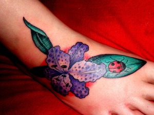 Second Tattoo-Tiger Lily with Ladybug-On Foot