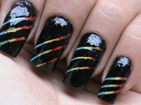 Rainbow Nail Art Designs With How To Use Striping Tape Tutorial Cute Nail Polish Designs Video Diy Superwowstyle Video Beautylish
