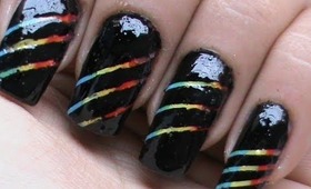 Rainbow nail art designs with how to use striping tape tutorial --cute nail polish designs video DIY