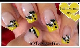 Fun, Black and Yellow French Tip Nail Art ♥ Черно-желтый Дизайн Ногтей