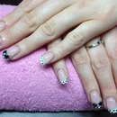 French Gels with polka dots and 3d acrylic bows