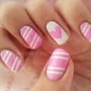 Candy Cane nails with Heart Accent 
