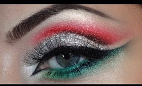 Christmas makeup (silver, red, green)