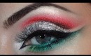 Christmas makeup (silver, red, green)