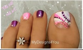 Quick and Easy Abstract Toenail Art Design | Purple and Pink Pedi ♥