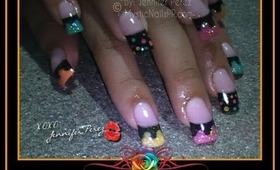 Peek-A-Boo Polka Dot Acrylics Design :::... Jennifer Perez of Mystic Nails ☆