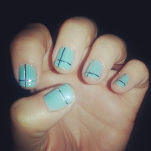 Tiffany blue with silver nail tape