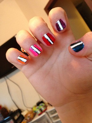 Painted them white and added color to the sides or vice versa, then outlined the center stripe 