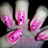 Nails - Hot Pink, Black and White, Splatter, Paint