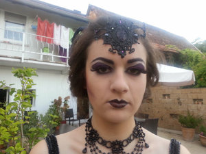 The test makeup for my evil queen entry. The head piece is hand made and was a lot of fun to do.