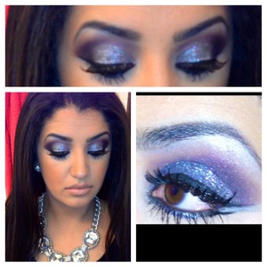 I did my sisters makeup for a holiday party, this look was done using NYX glitter liner.